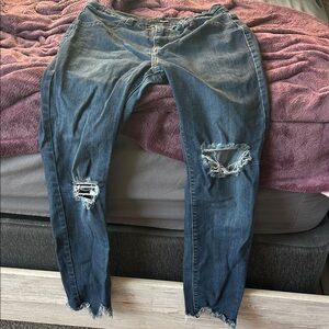 Fashion Nova Ripped Dark Blue Skinny Jeans